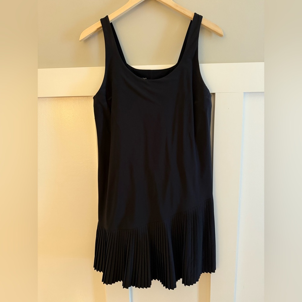 SPANX Black Mini Dress with Pleated Hem